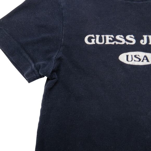 1990s Vintage Guess Navy Blue Crewneck Logo Graphic T-Shirt Baby Tee - Picture 4 of 6